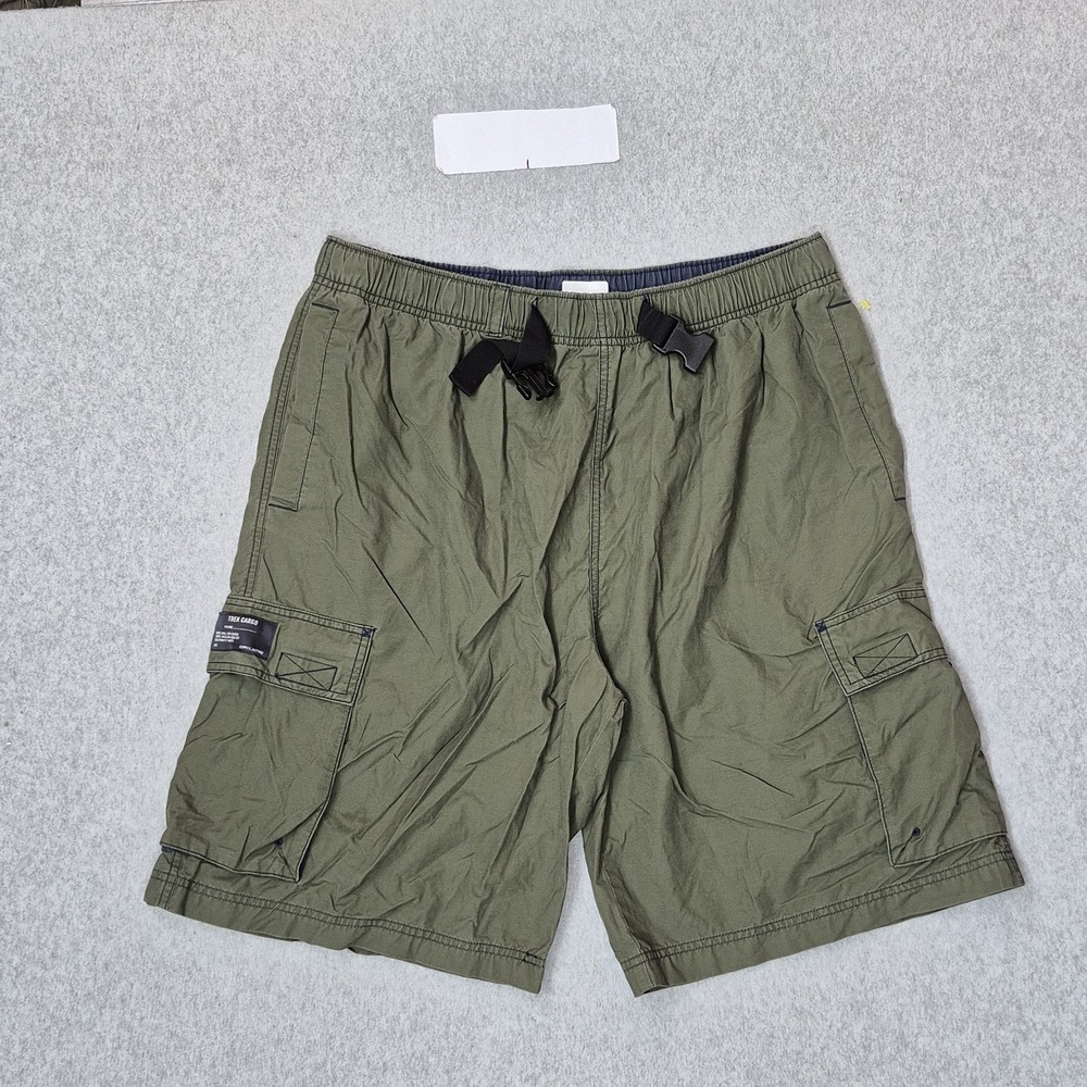 Old Navy Men Shorts L Green‎ Cotton Nylon Trek Cargo Belted Outdoor Hiking Y2K